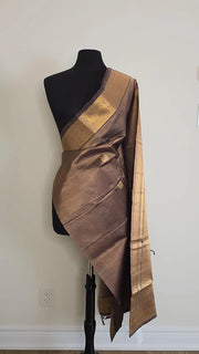 Dual Tone Mauve Brown Pure Handloom Silk Cotton