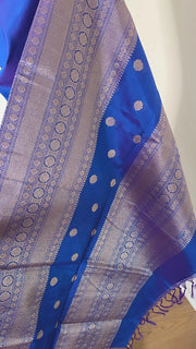 Blue Kutty Border Pure Handloom Silk Cotton