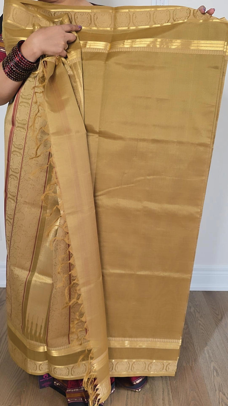 Jacquard silk cotton mustard