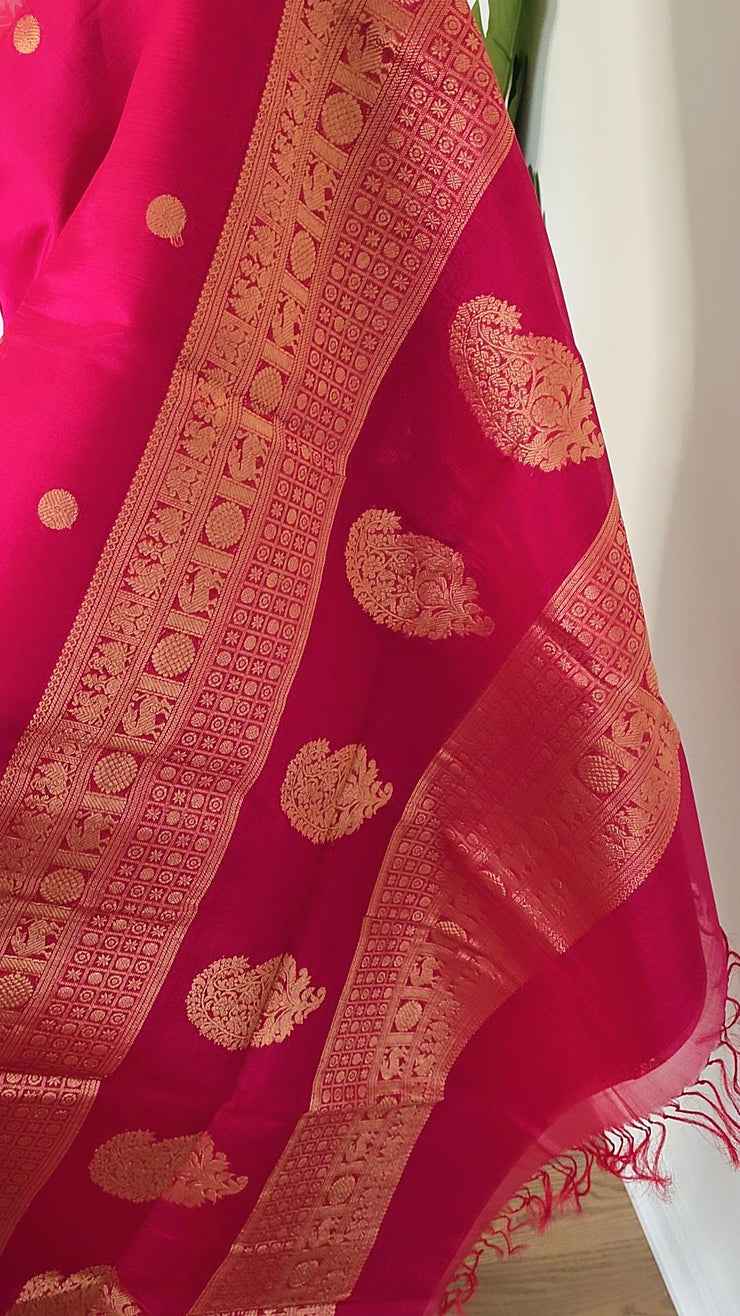 Magenta Pure Handloom Silk Cotton