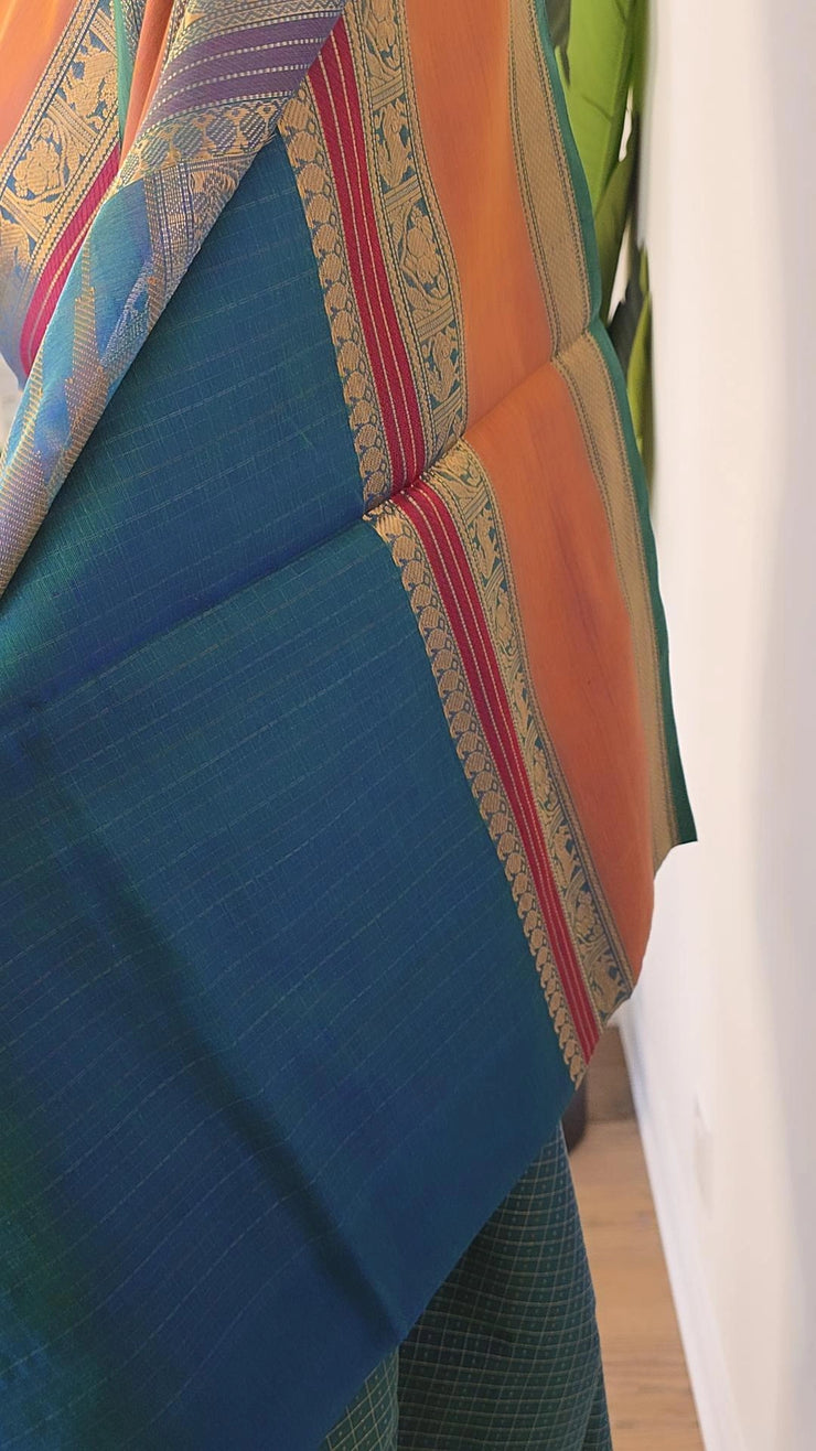 Teal latchadeepam silk cotton