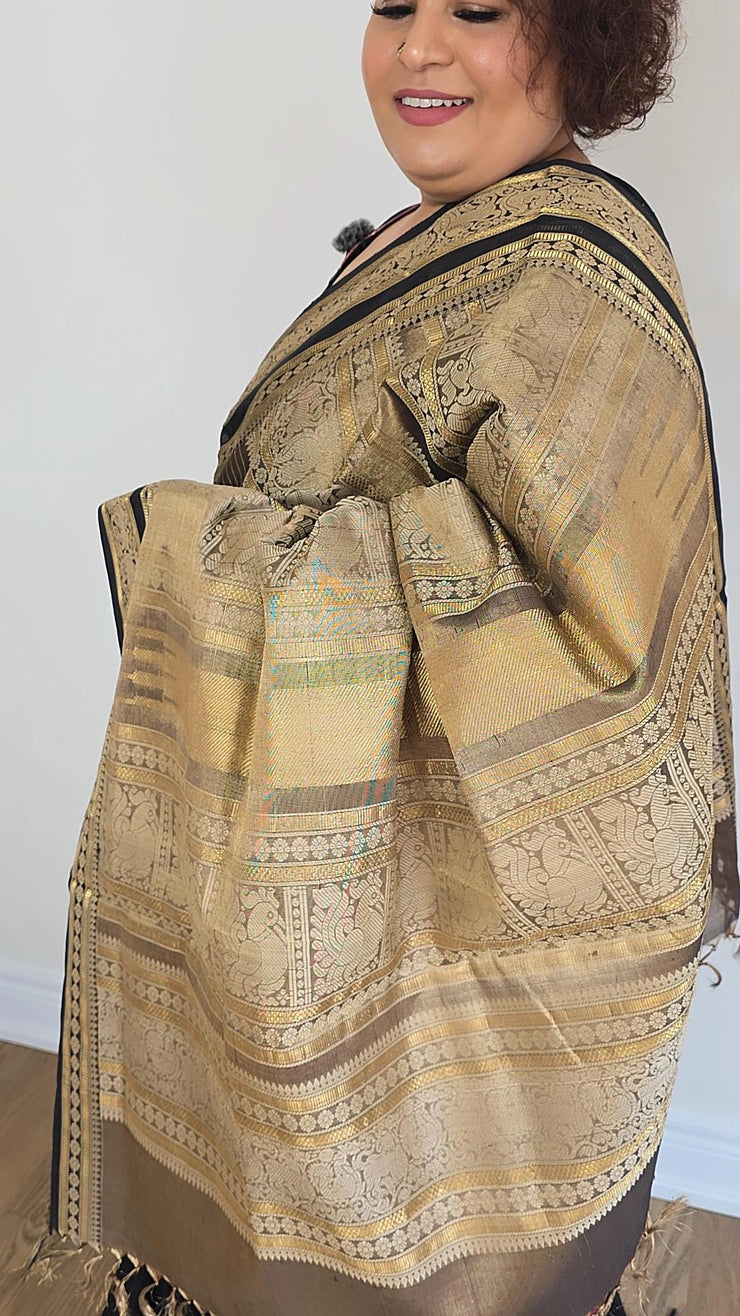 Silk tissue cotton grey/bronze