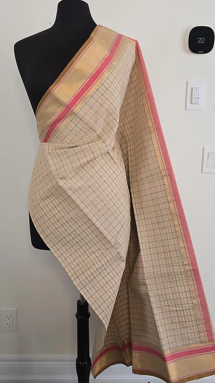 Off-white With Pink Premium Cotton