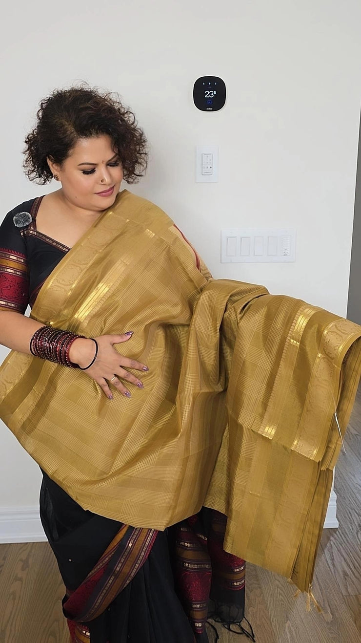 Jacquard silk cotton mustard