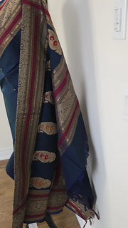 Teal Blue Premium Cotton Saree