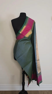 Teal Pure Handloom Silk Cotton