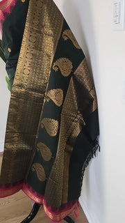 Dark Green Premium Cotton Saree