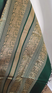 Dark Green Pure Handloom Silk Cotton