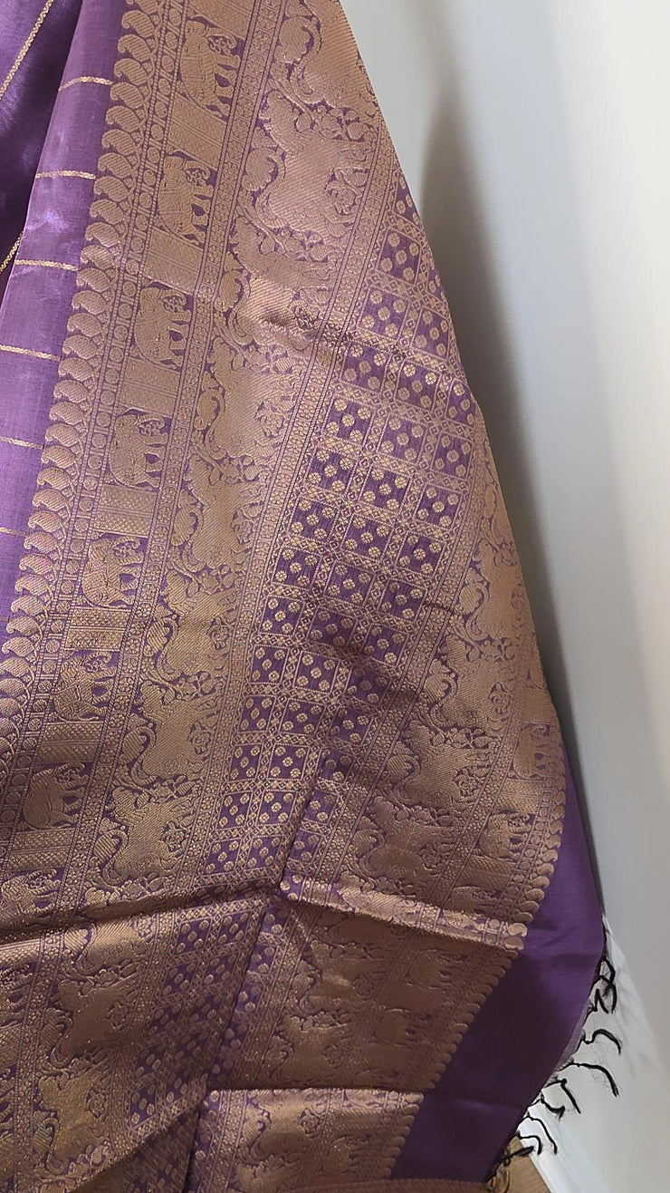 Lavender Veldhari Pure Handloom Silk Cotton Saree