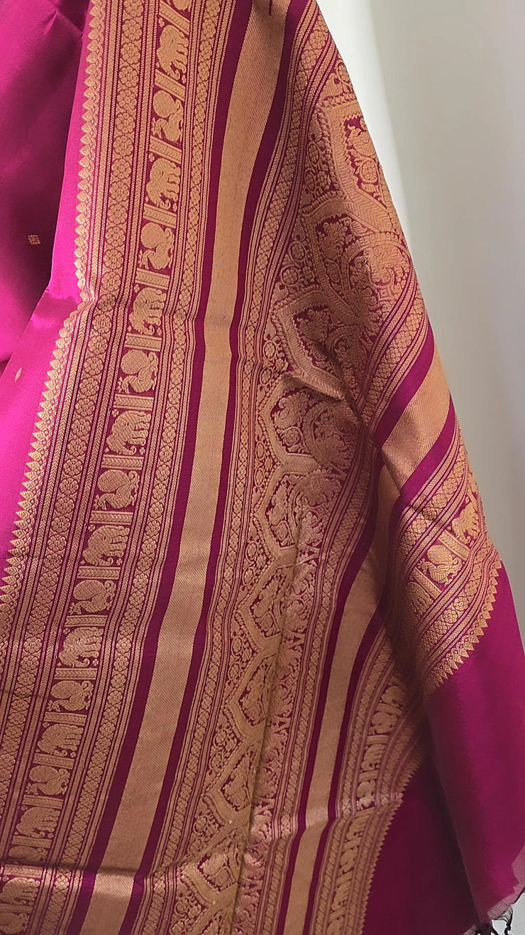 Deep Raspberry Pure Handloom Silk Cotton Saree