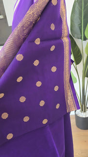 Purple Kutty Border Pure Handloom Silk Cotton