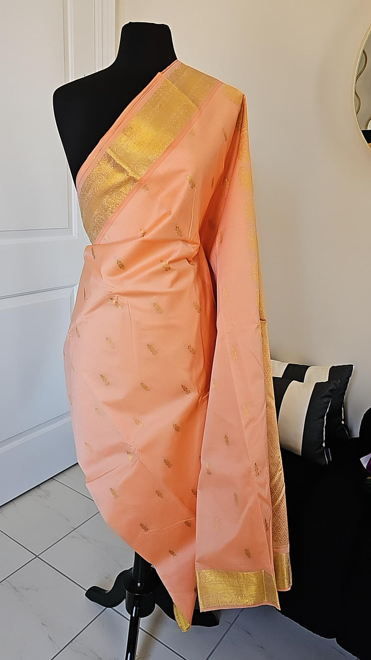 Peach Kanchipuram Saree