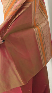 Dual Tone Orange Pure Handloom Silk Cotton