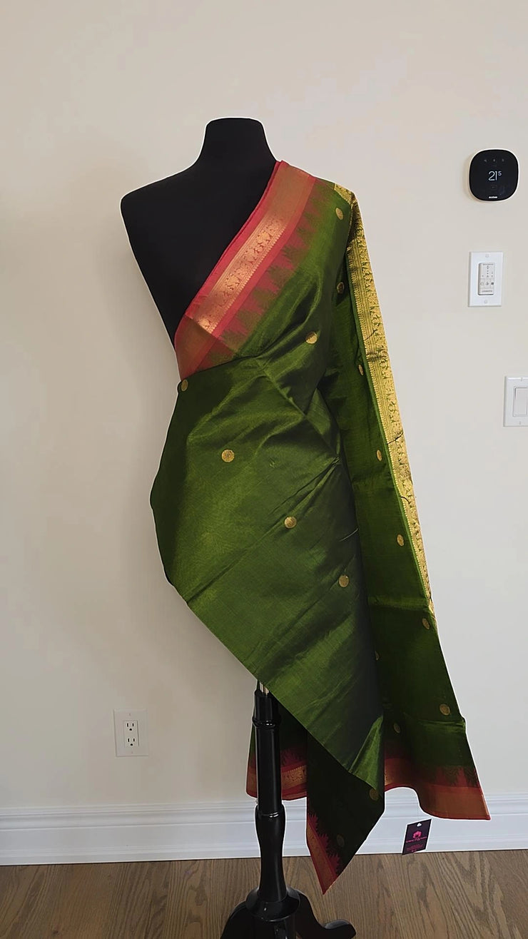 Apple Green Pure Handloom Silk Cotton