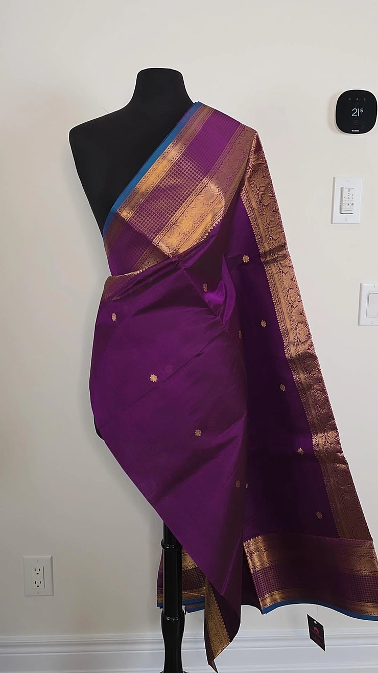 Purple Pure Handloom Silk Cotton Saree