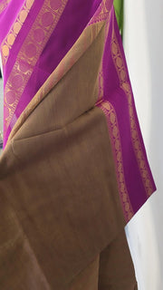 Khaki Brown Pure Handloom Silk Cotton