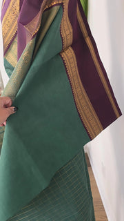Sage Pure Handloom Silk Cotton Check