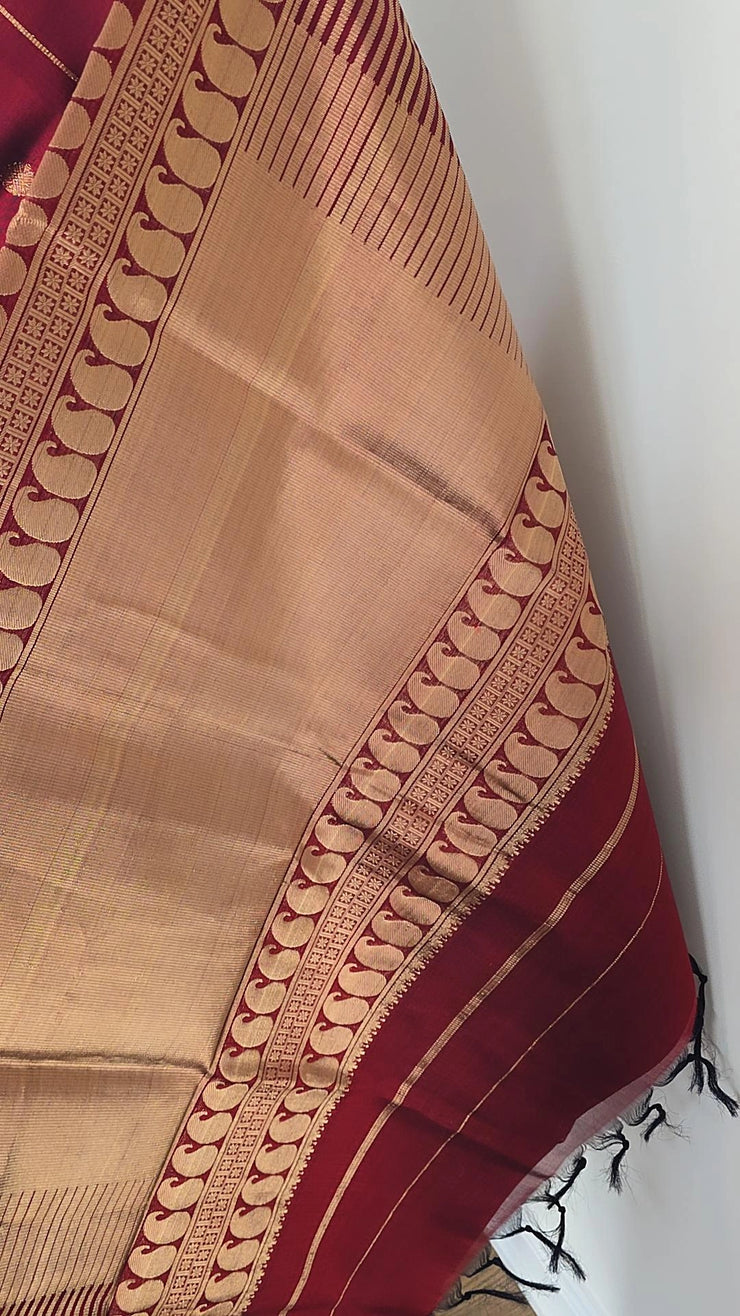 Dark Maroon Pure Handloom Silk Cotton