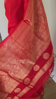 Red Kutty Border Pure Handloom Silk Cotton