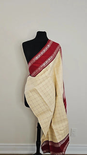 Cream with maroon kanjipuram