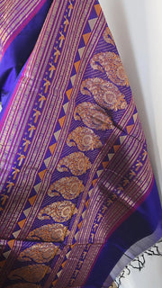 Deep Indigo Pure Handloom Silk Cotton