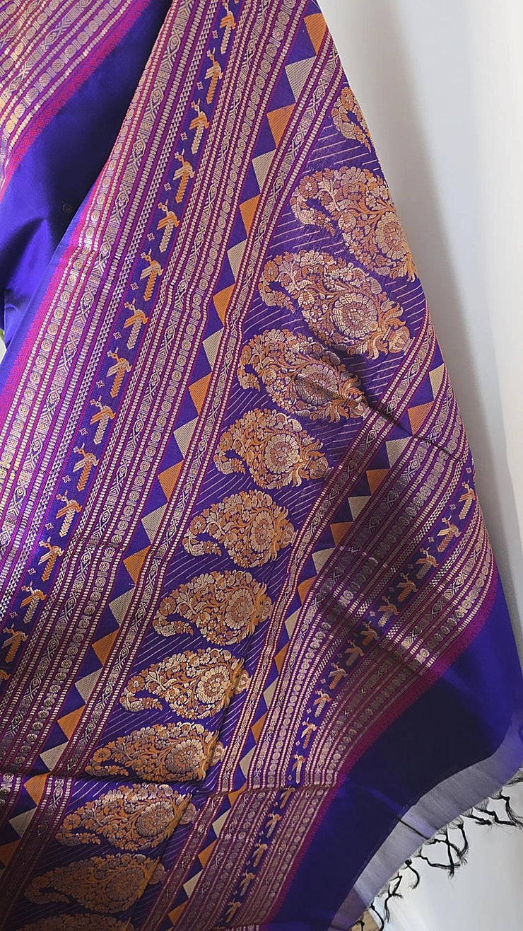 Deep Indigo Pure Handloom Silk Cotton