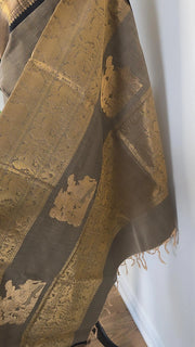 Slate Gray Pure Handloom Silk Cotton