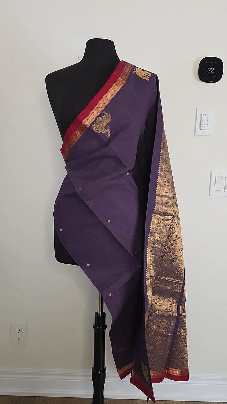 Aubergine Premium Cotton Saree