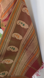 Dual Tone Orange Pure Handloom Silk Cotton