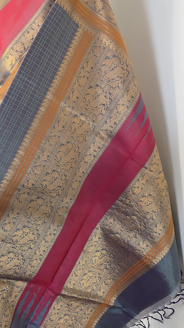 Grey Pure Handloom Silk Cotton