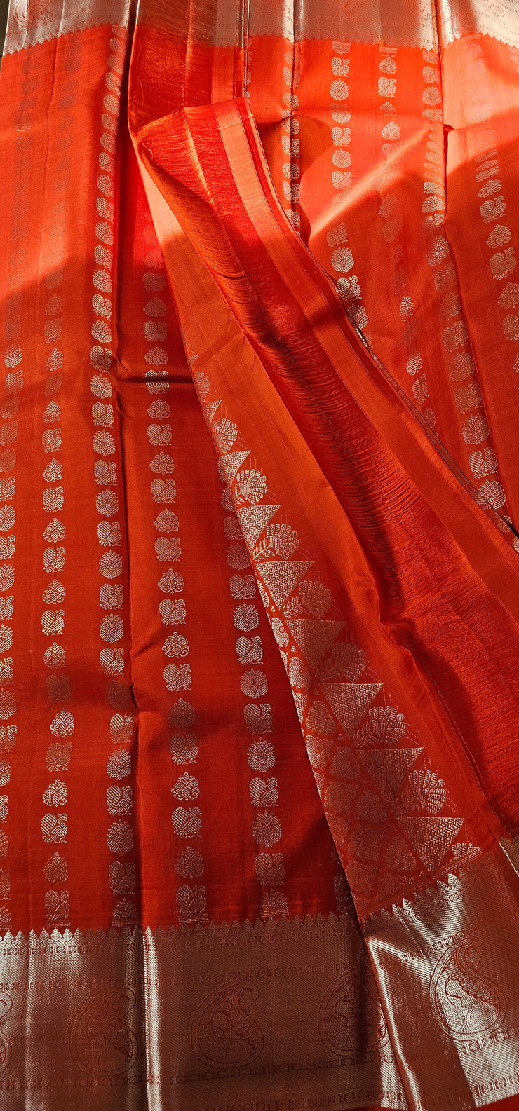 Orange & Silver Kanchipuram