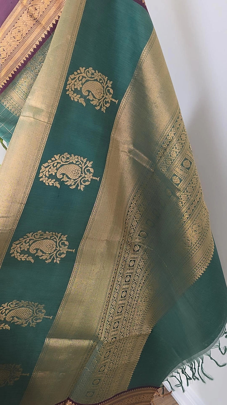 Sage Pure Handloom Silk Cotton Check