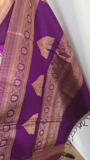 Purple Pure Handloom Silk Cotton Saree