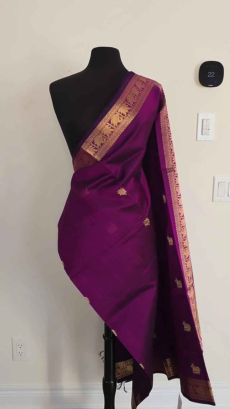 Rich Magenta Pure Handloom Silk Cotton