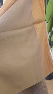 Beige silk cotton check saree