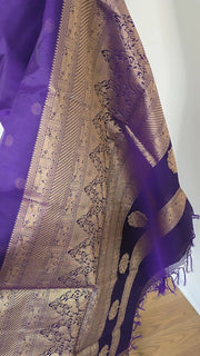 Purple Kutty Border Pure Handloom Silk Cotton