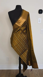 Olive Green Pure Handloom Silk Cotton