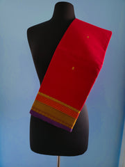 Red with purple cotton saree