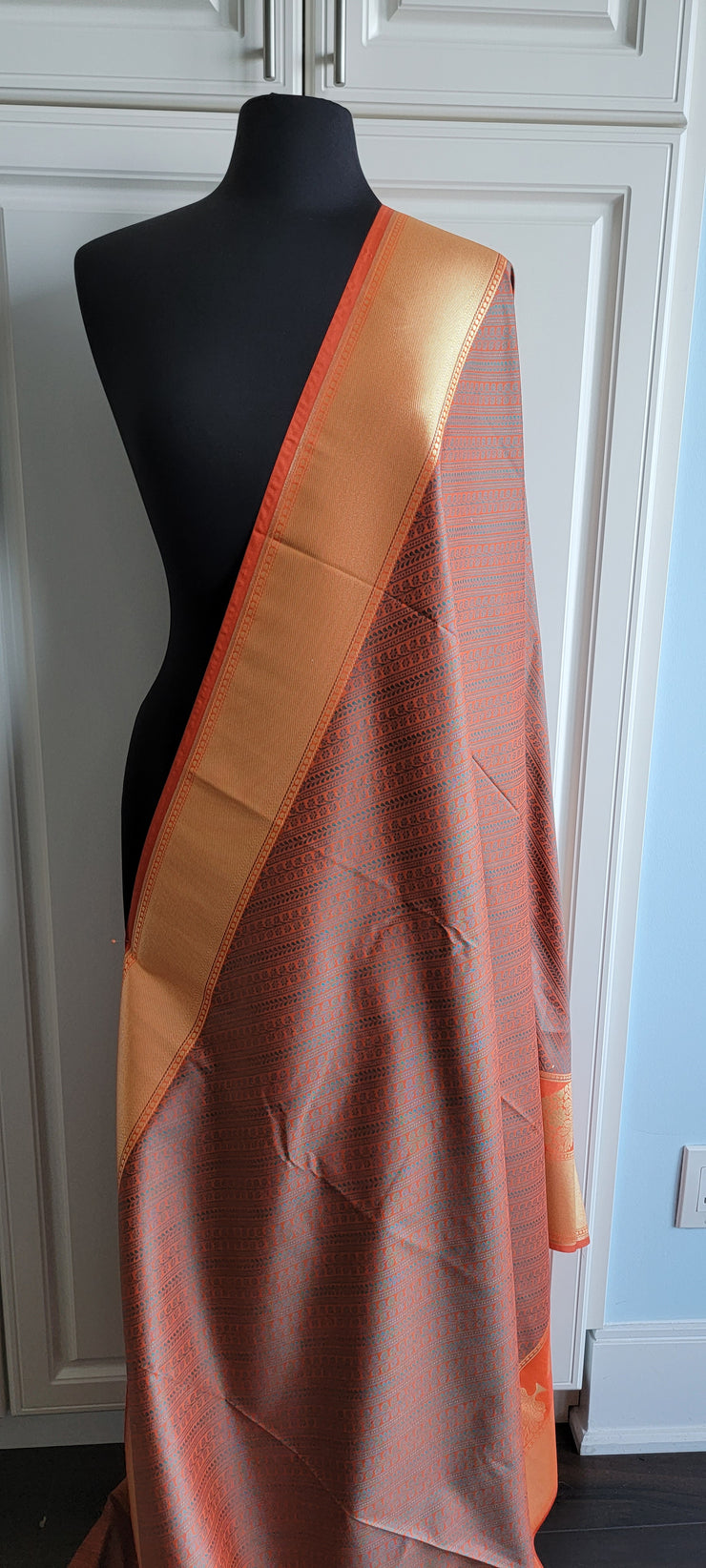 Orange & Gold Banarasi silk