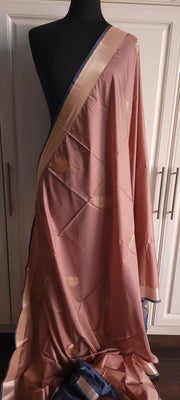 Mauve With Grey Soft Silk