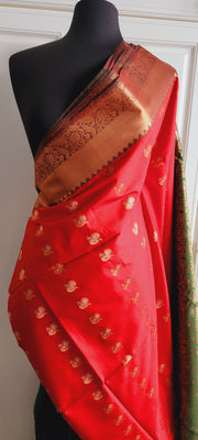 Red With Green Soft Silk