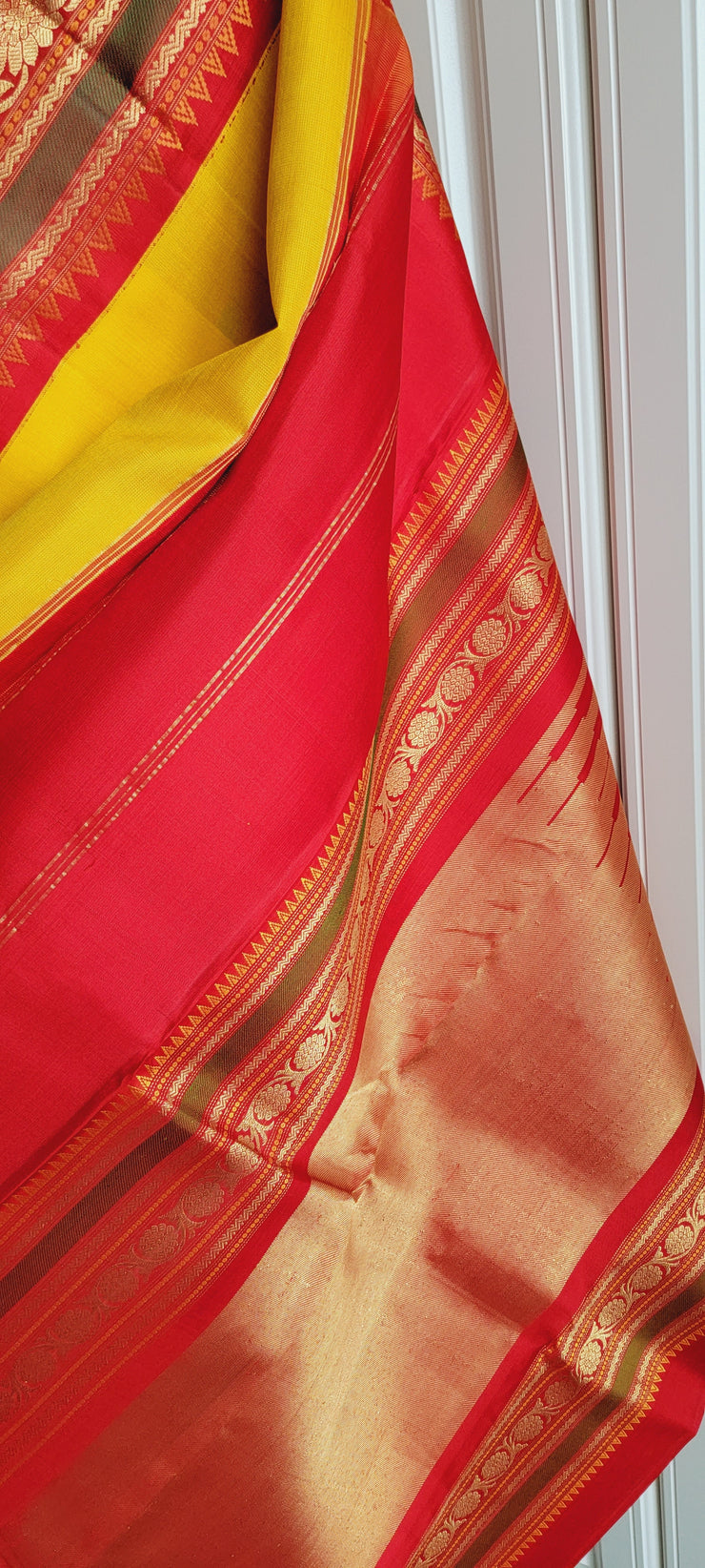 Yellow With Red Kanchipuram