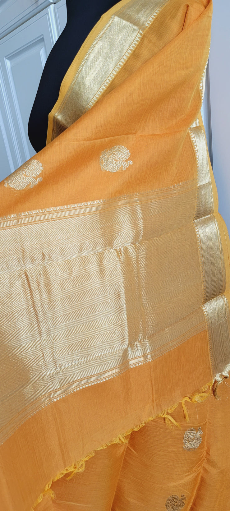 Yellow With Gold Premium Cotton