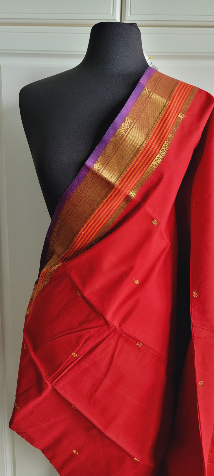 Red With Purple Cotton Saree