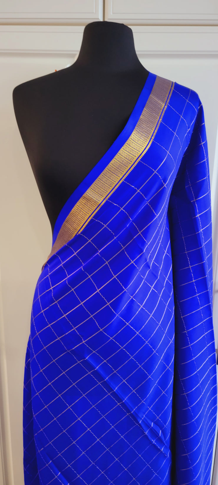Royal Blue & Gold Mysore Silk