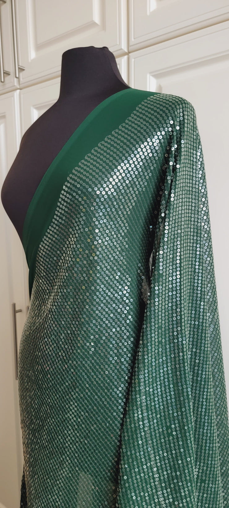 Green sequin saree