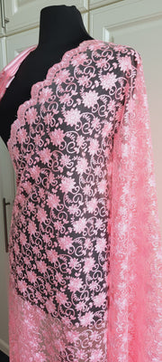 Light pink lace saree