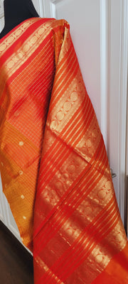 Orange Mesmerized Handloom Cotton Silk
