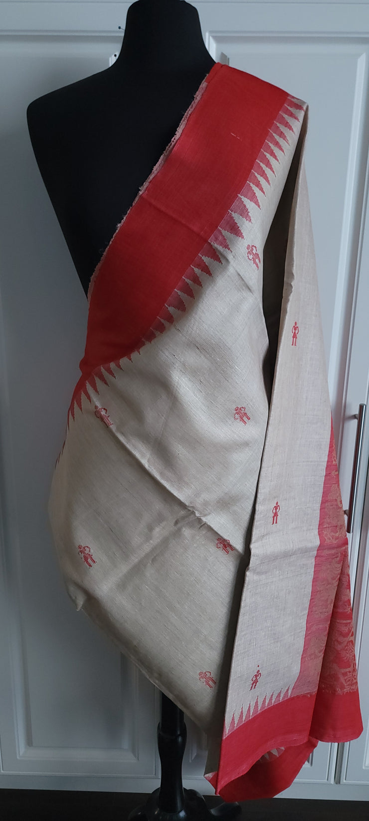 Offwhite With Red Vidharba Tussar Silk