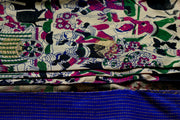 Gadwal silk with pen kalamkari work, offwhite wtih blue and gold saree